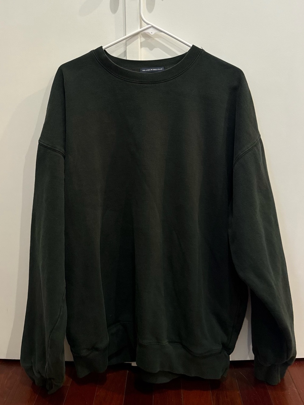 Brandy Melville Dark Green Oversized Crewneck with Pockets
